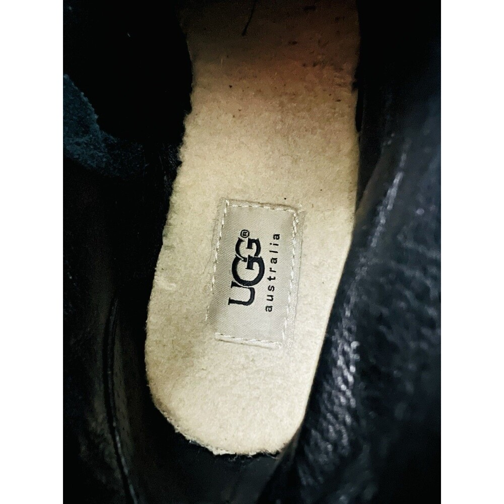 UGG Australia Volta Black Suede Leather Triple Buckle Moto Ankle Boots Womens 10 - Picture 6 of 7